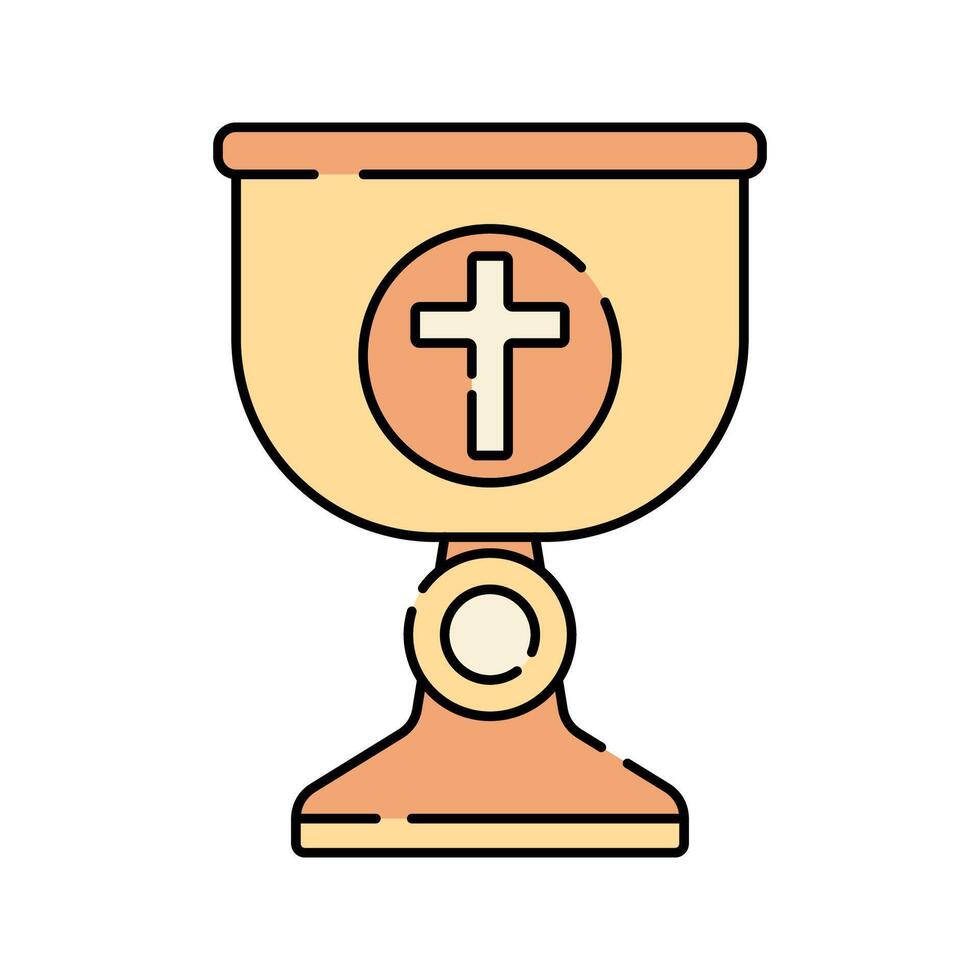 Chalice Flat design style, a golden chalice with a cross, representing the Holy Communion, great for Easter graphics, church illustrations, and religious materials. vector
