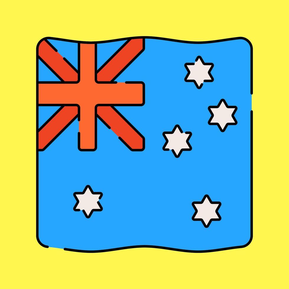 Australian Flag Flat design style, blue flag with Union Jack and stars, representing Australia, great for patriotic designs, travel content, and national celebration graphics. vector