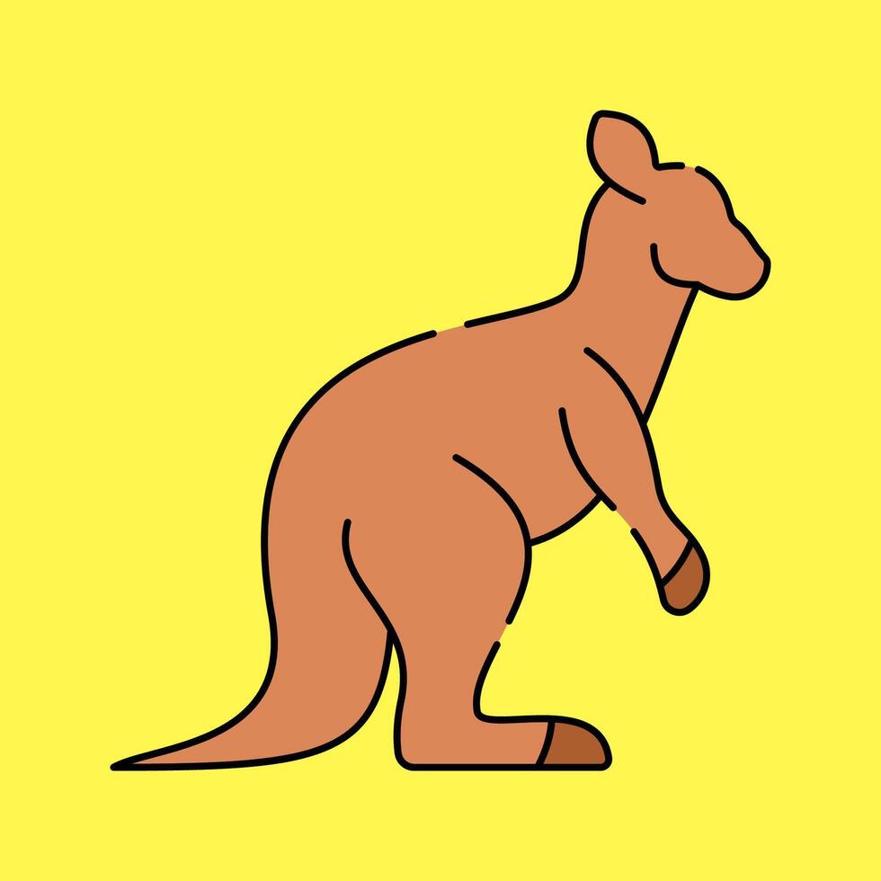 Kangaroo Flat design style, brown kangaroo in a hopping pose, symbolizing Australian wildlife, great for nature illustrations, travel materials, and mascot designs. vector