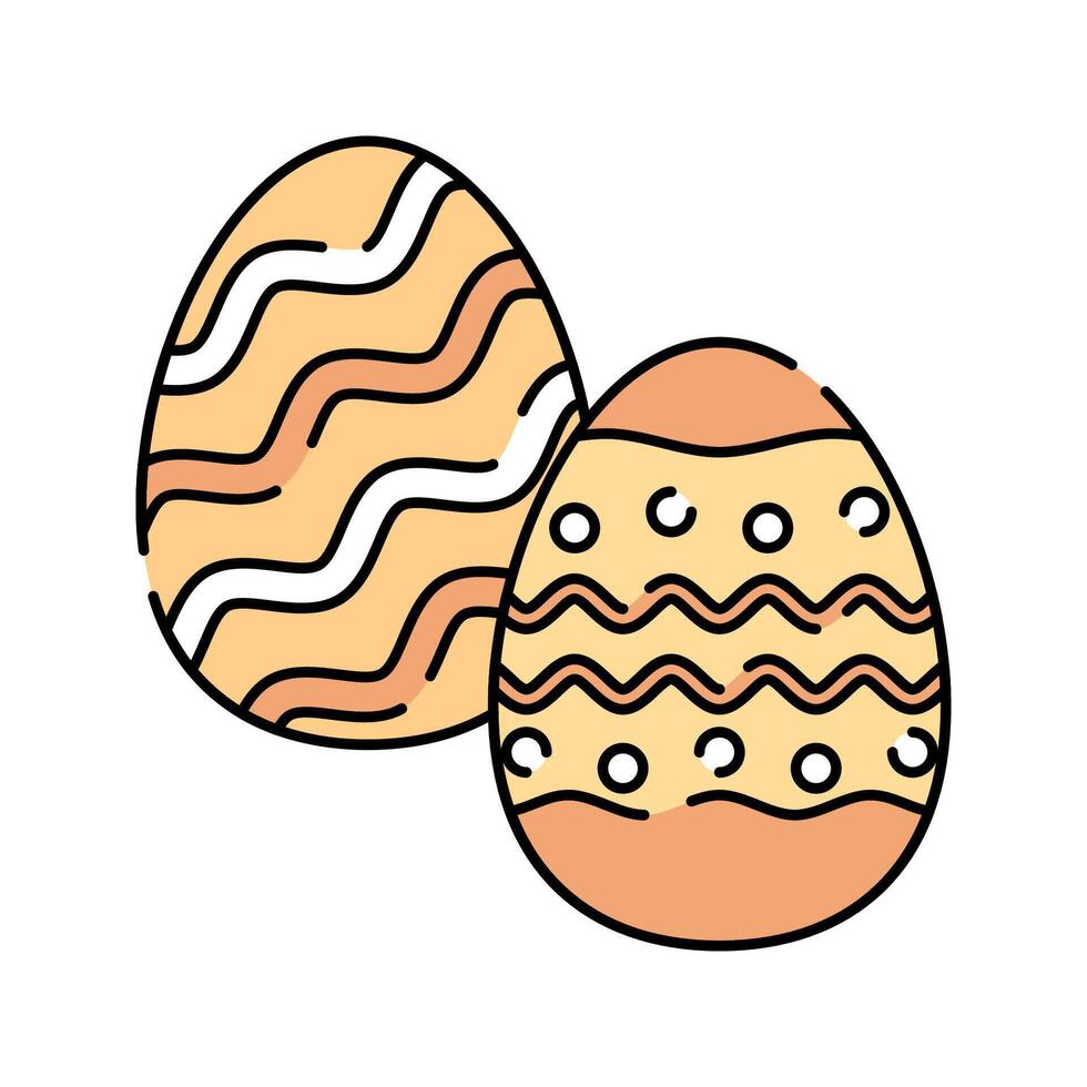Easter Eggs Flat design style, two decorated eggs with festive patterns, symbolizing Easter celebrations, great for holiday illustrations, greeting cards, and decorations. vector