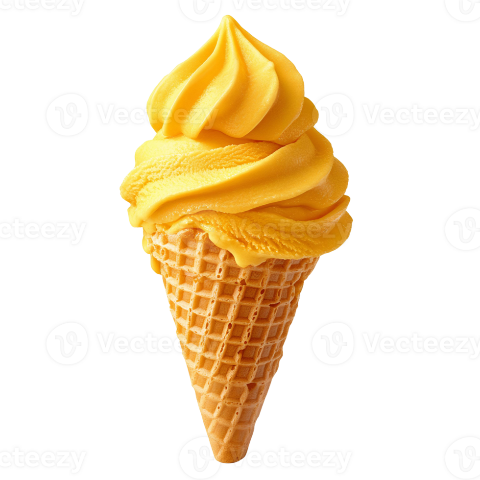 Delicious Soft Serve Mango Ice Cream on Transparent Background png