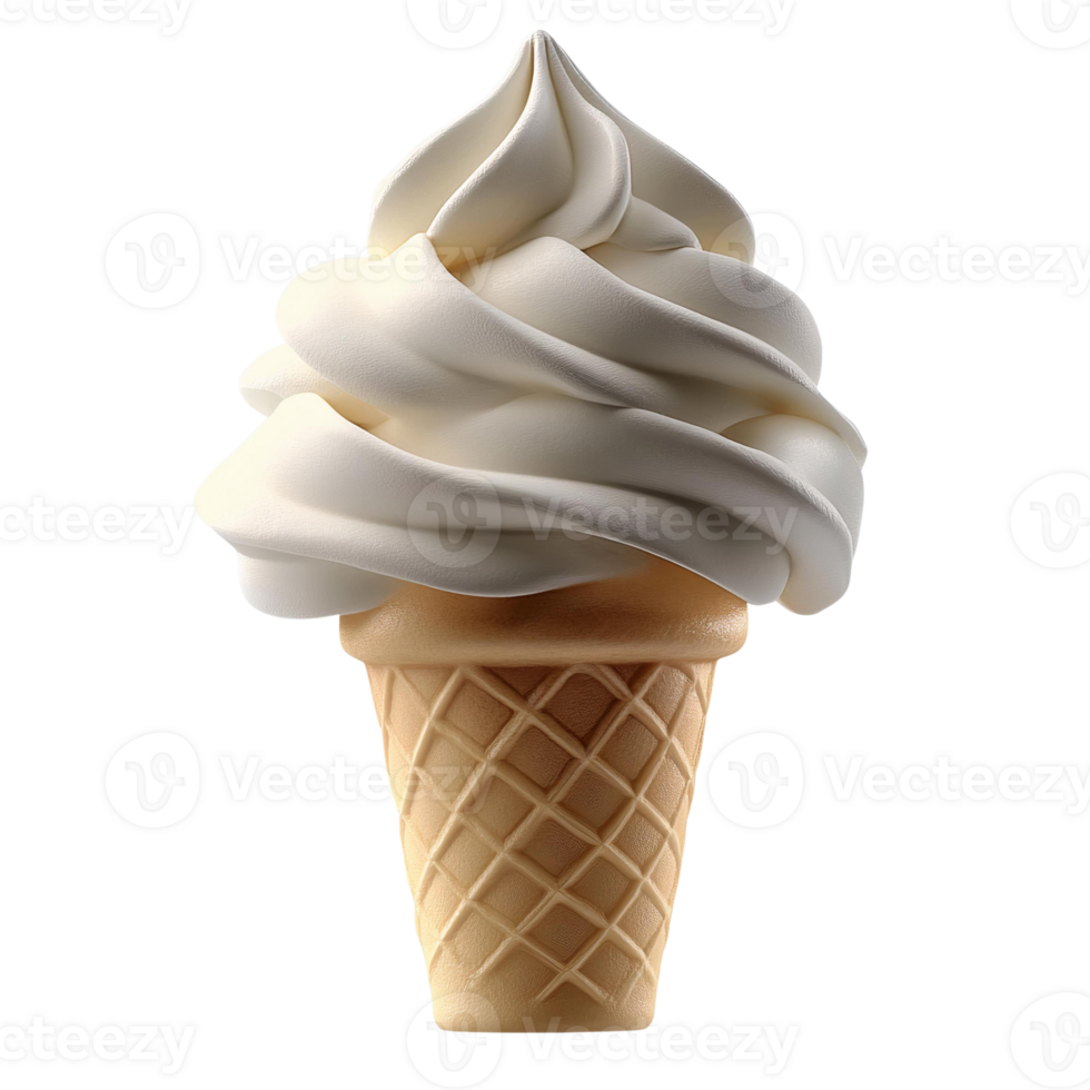 Soft serve ice cream cone on transparent background png
