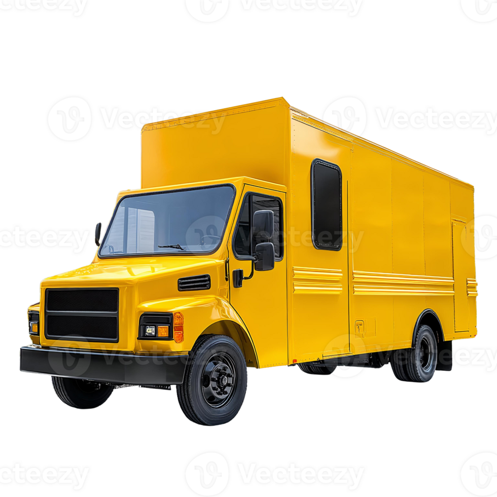 Express Delivery Truck in Yellow on Transparent Background png