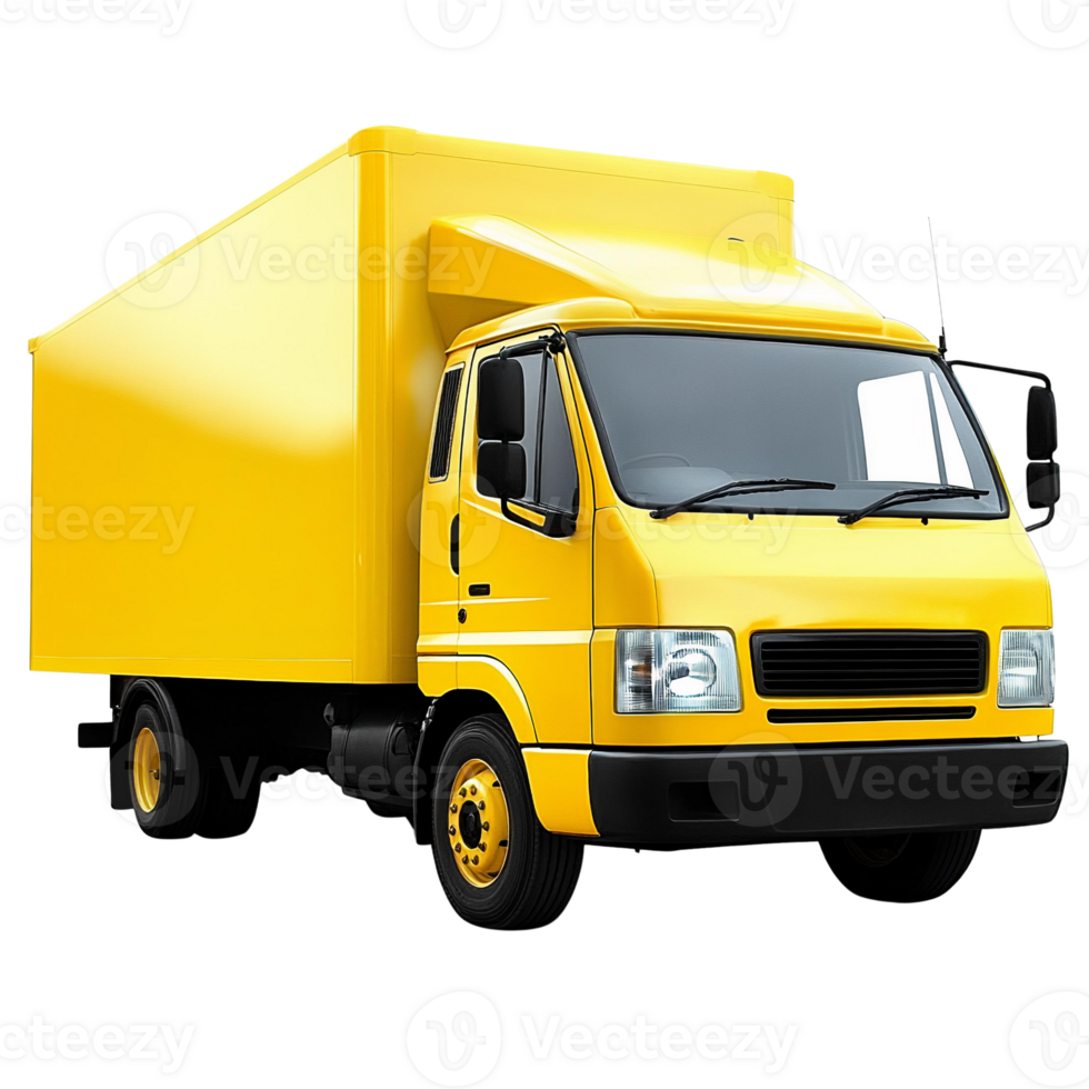 Yellow delivery truck on transparent background png