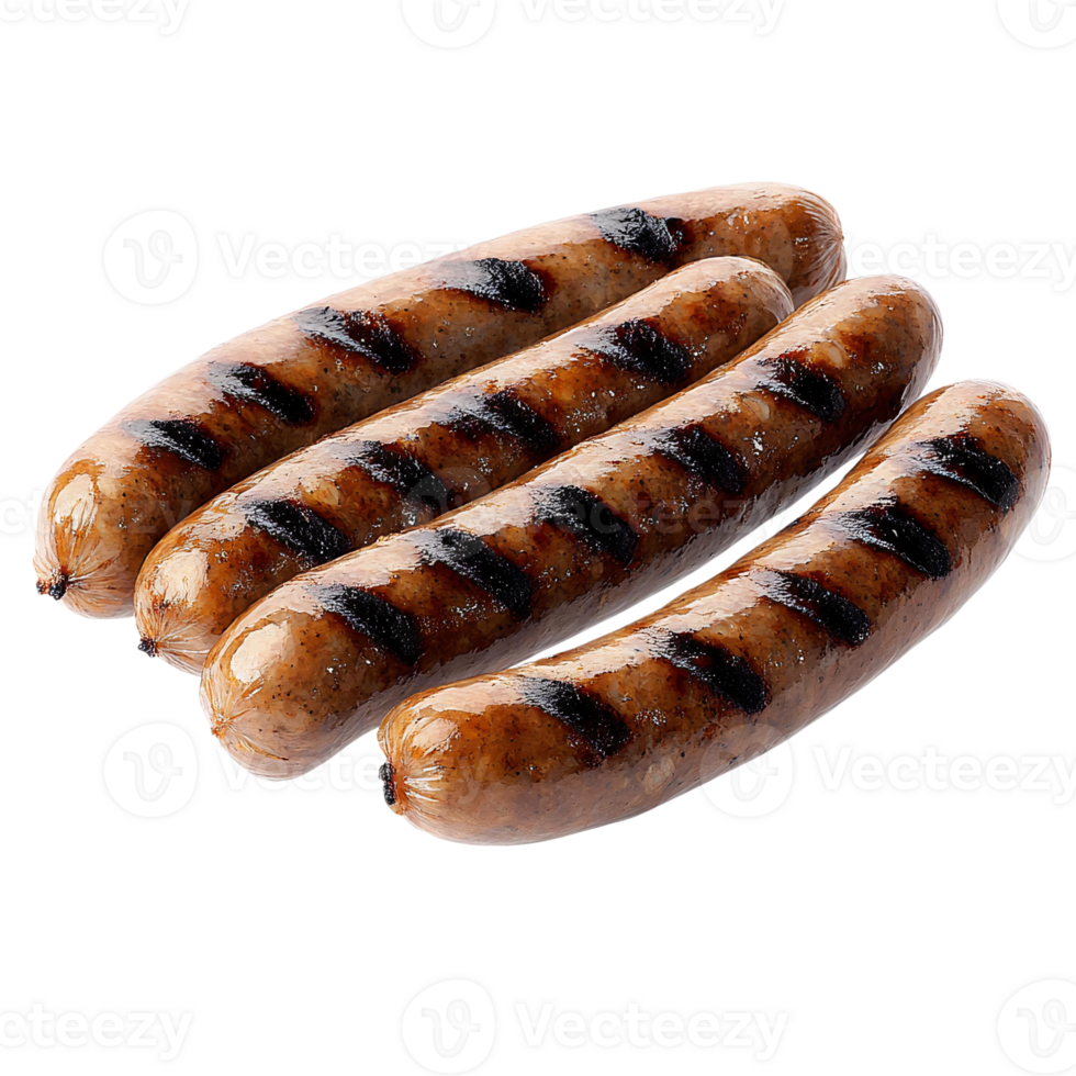 Grilled sausages on transparent background png