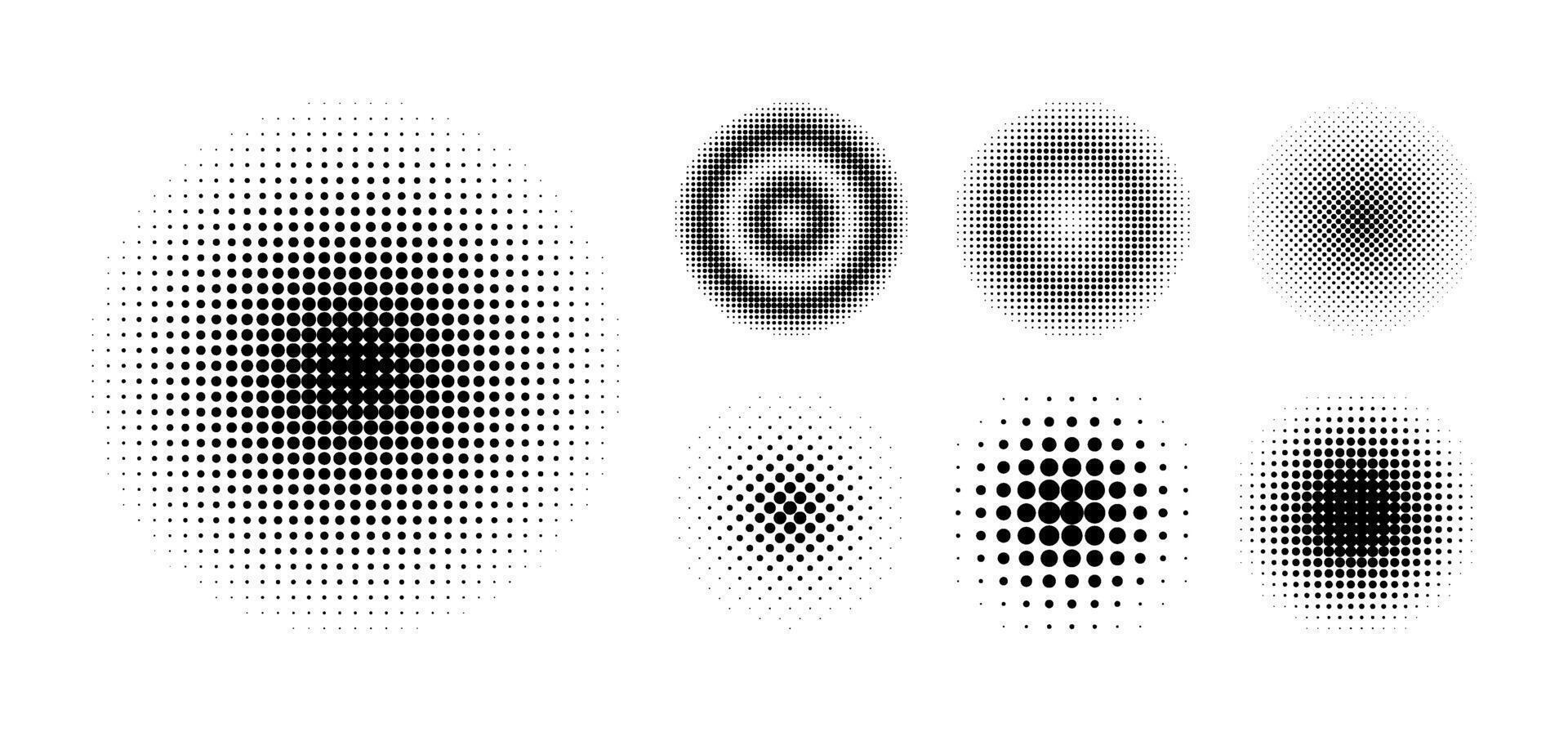 Collection of Black dots halftone element, Abstract graphic element. vector