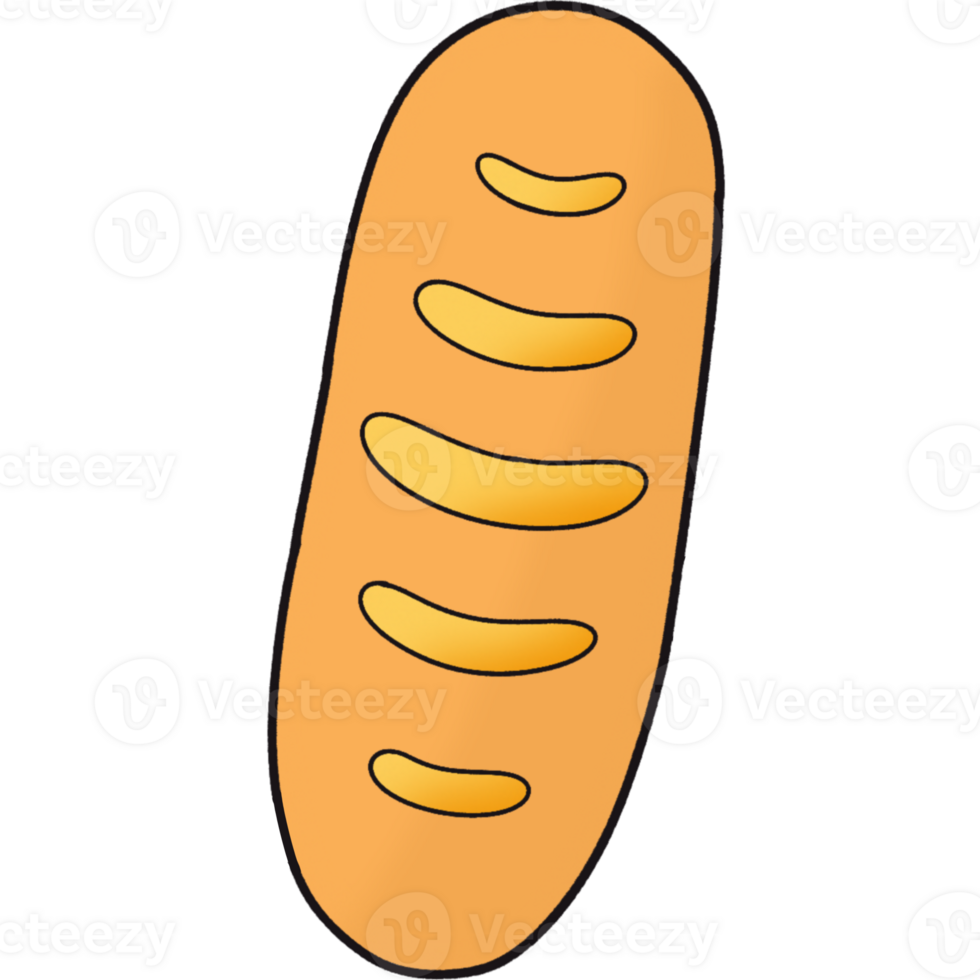 The illustration of a french baguette png