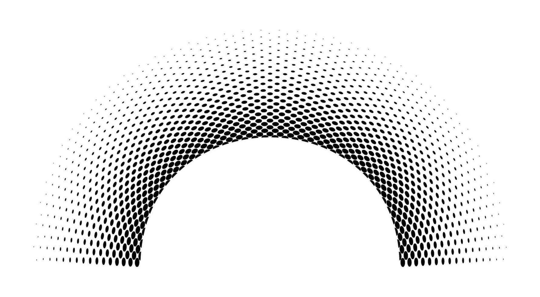 Black dots halftone in Half circle shape, element. vector