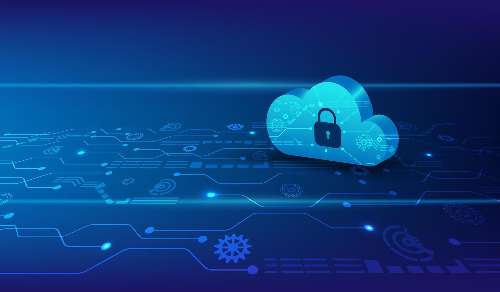 illustration of cloud 3d on computing technology background vector