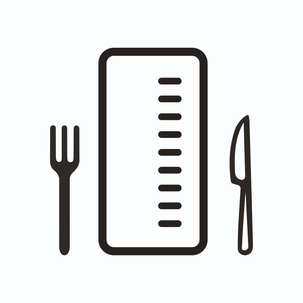 Restaurant Menu Icon - Fork, Knife, and List Symbol vector