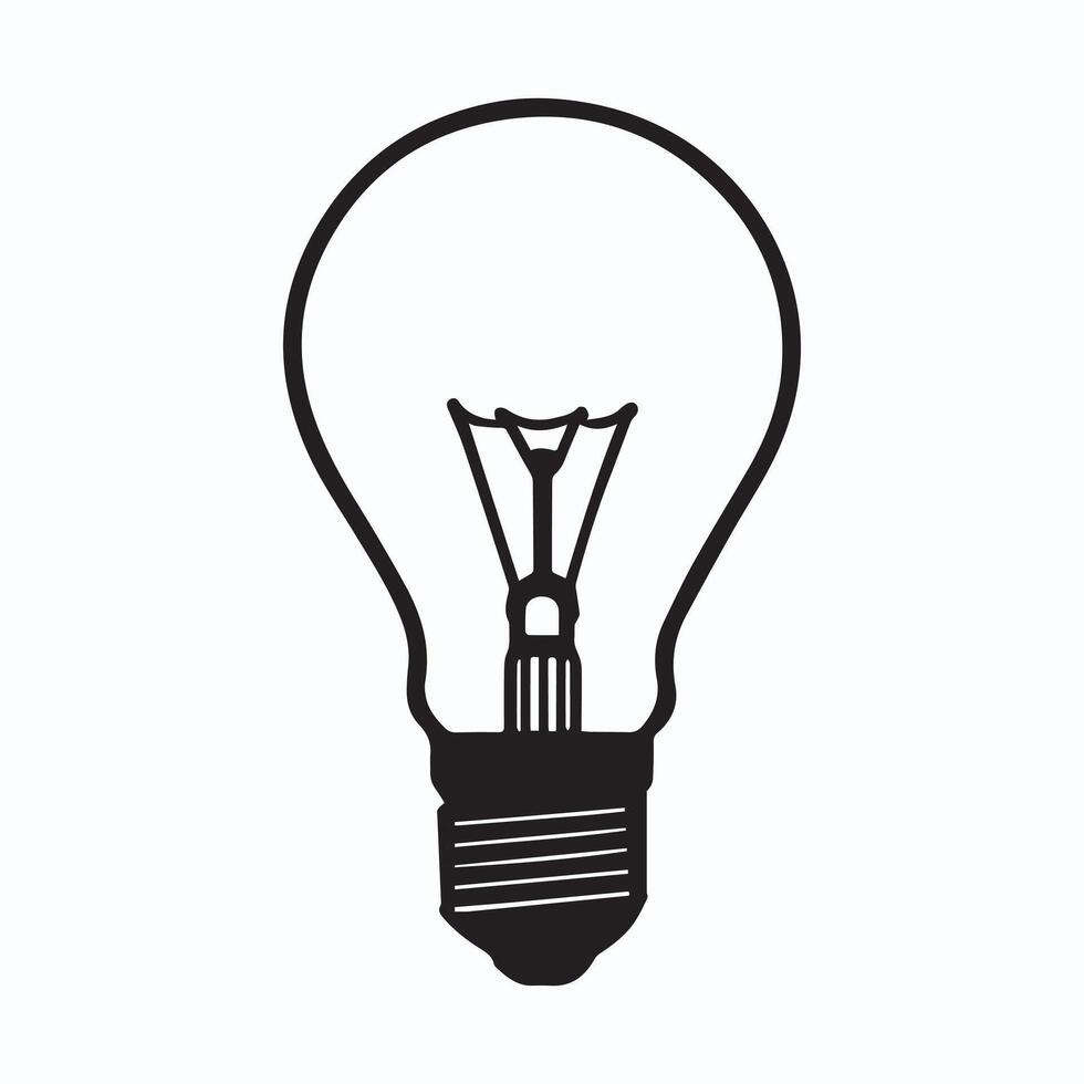 Classic Light Bulb Icon - Simple Electricity Symbol vector