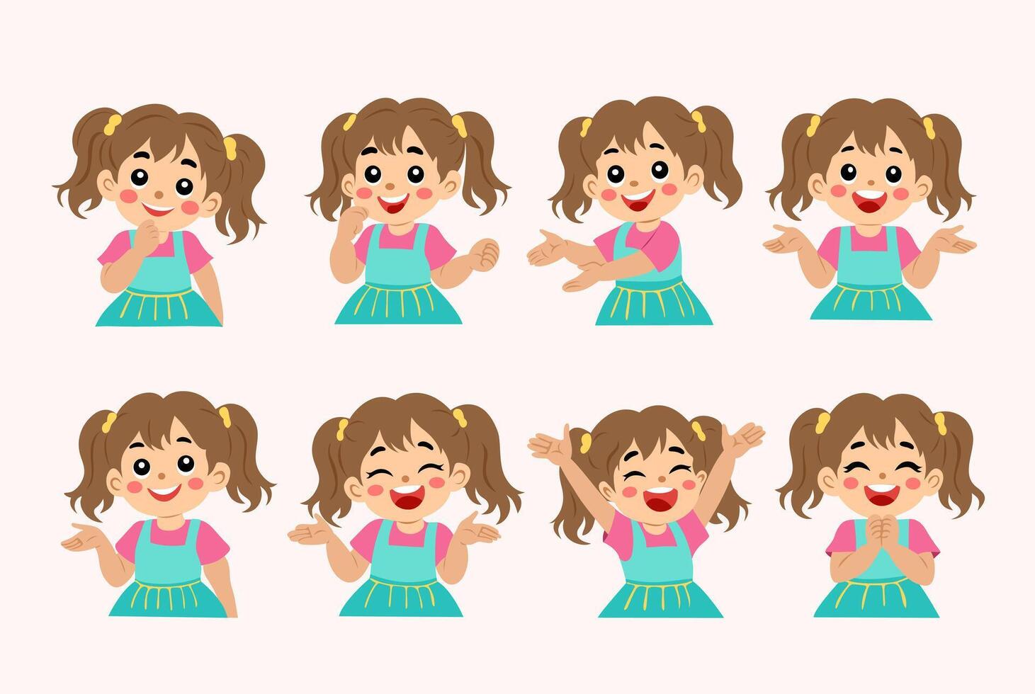 Cheerful Girl with Pigtails vector