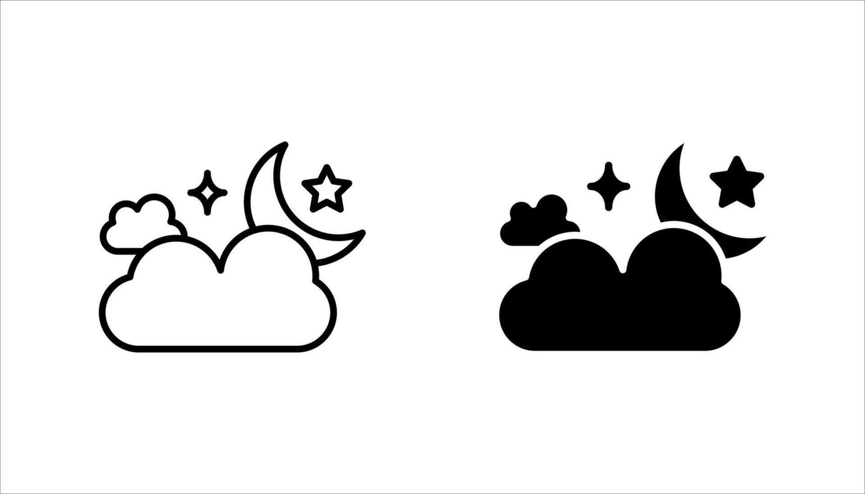 Moon Icon Set, Silhouette Style, on white background vector