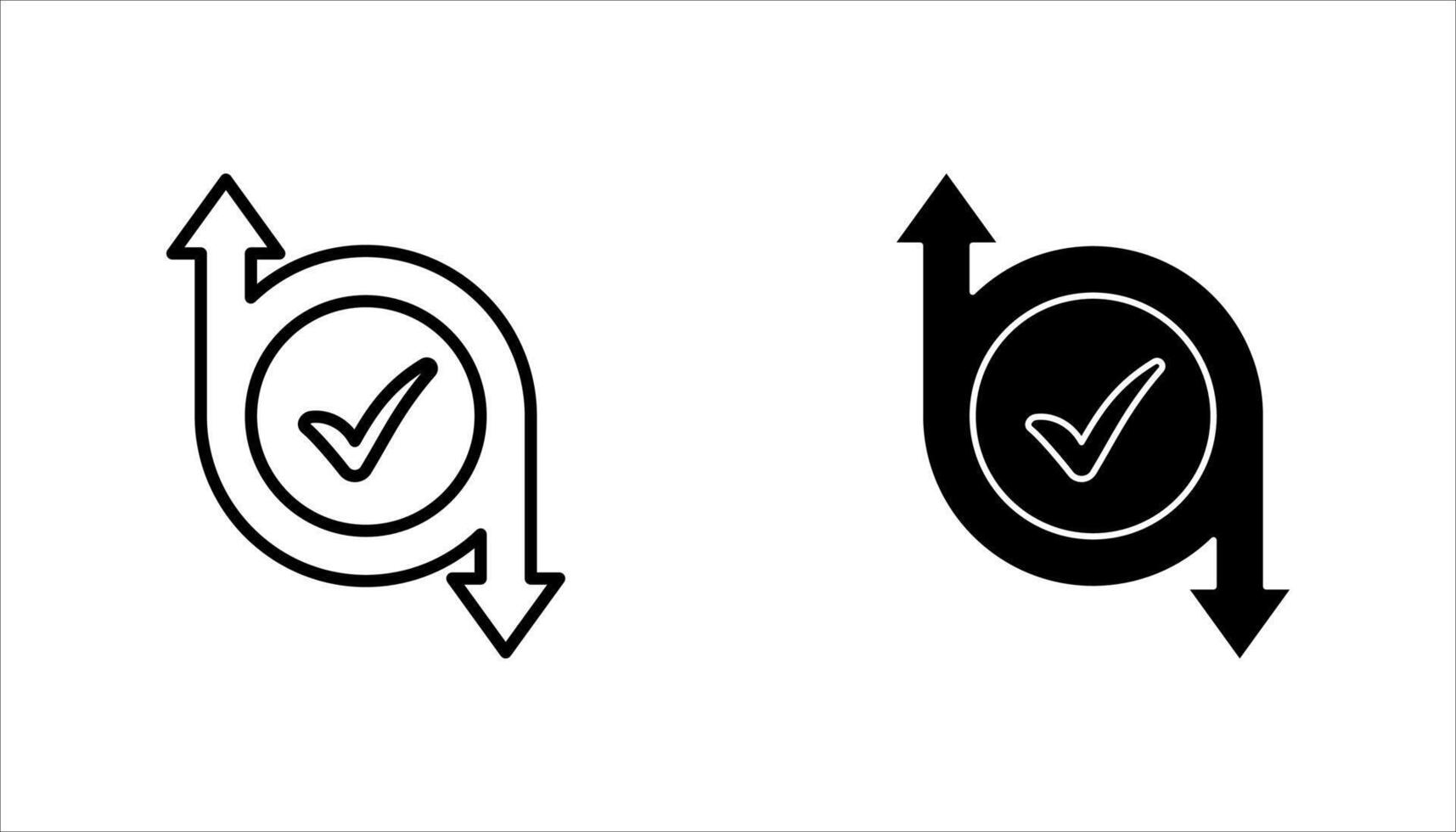 Checking process linear icon set. Successfully checked. Check mark with circle arrows. illustration on white background. vector
