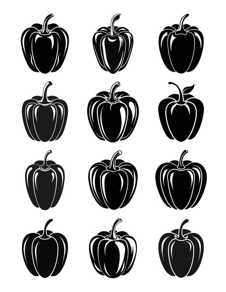 Black and white peppers on a white background vector