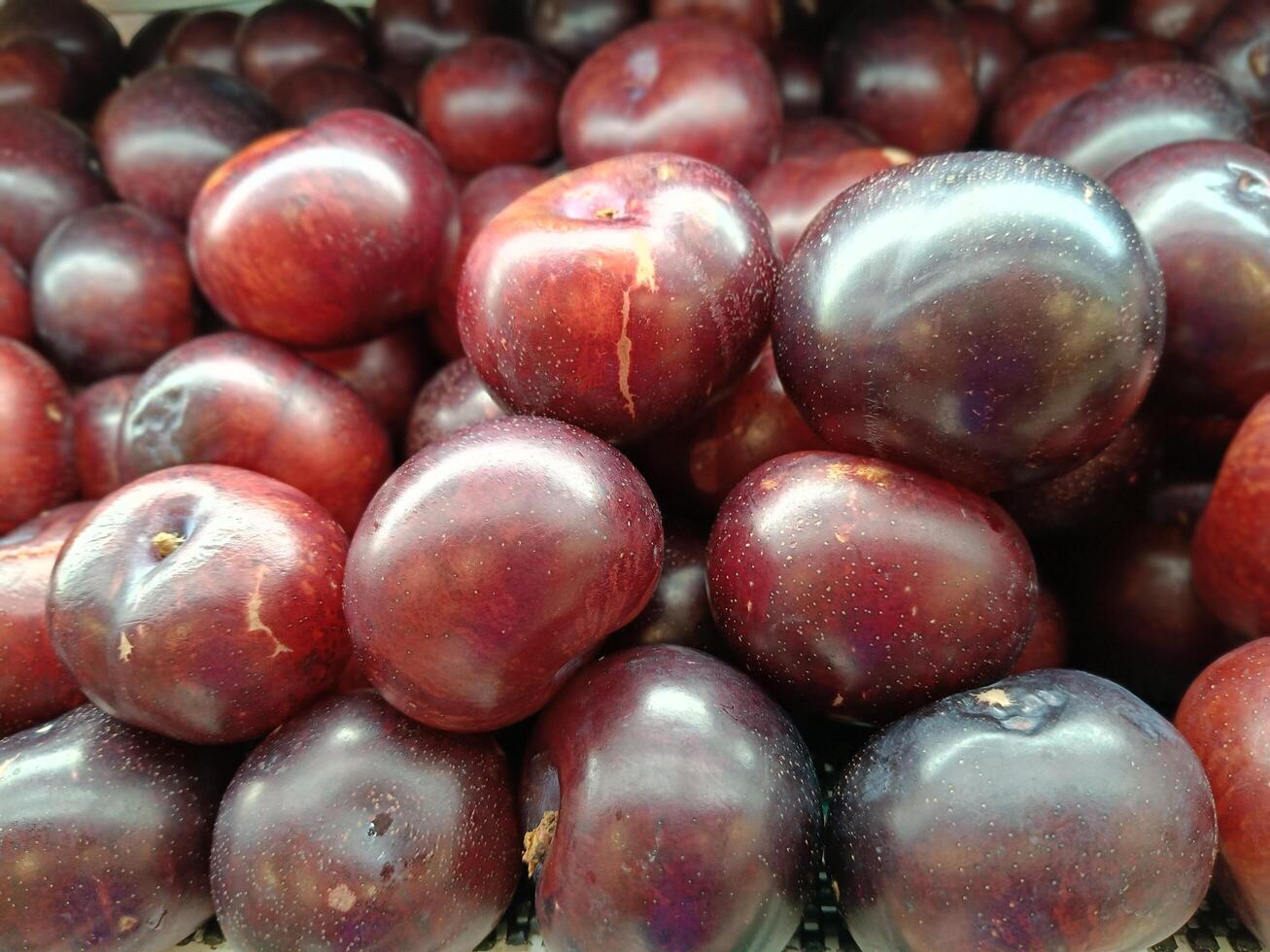 View of fresh purple plums photo
