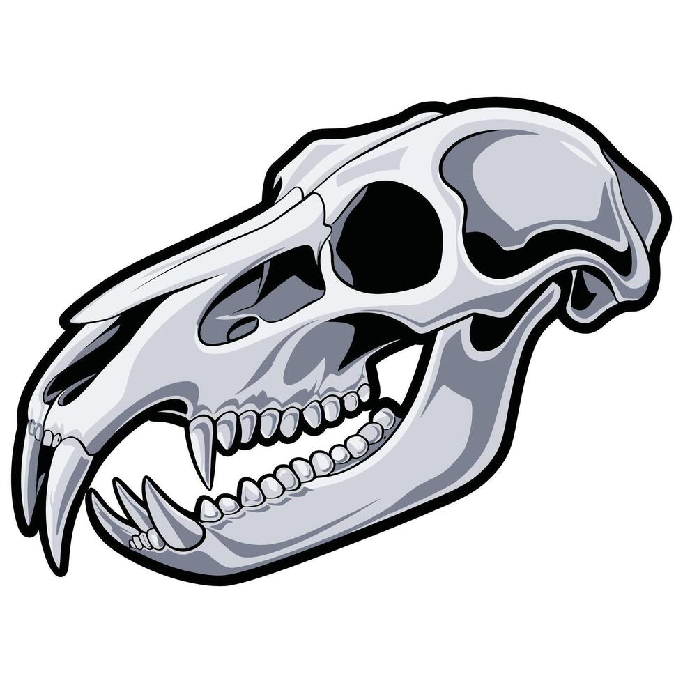 Black Silhouette of a Wolf Skull. vector