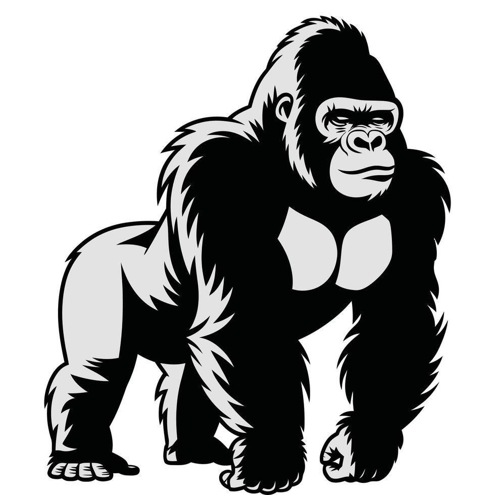 Majestic Gorilla Side Profile Illustration. vector