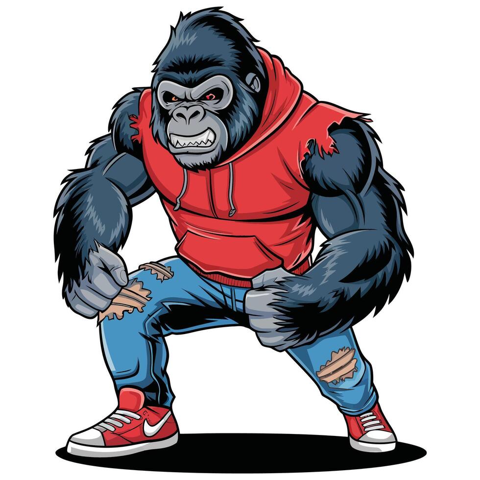 Gorilla cartoon character illustration vector