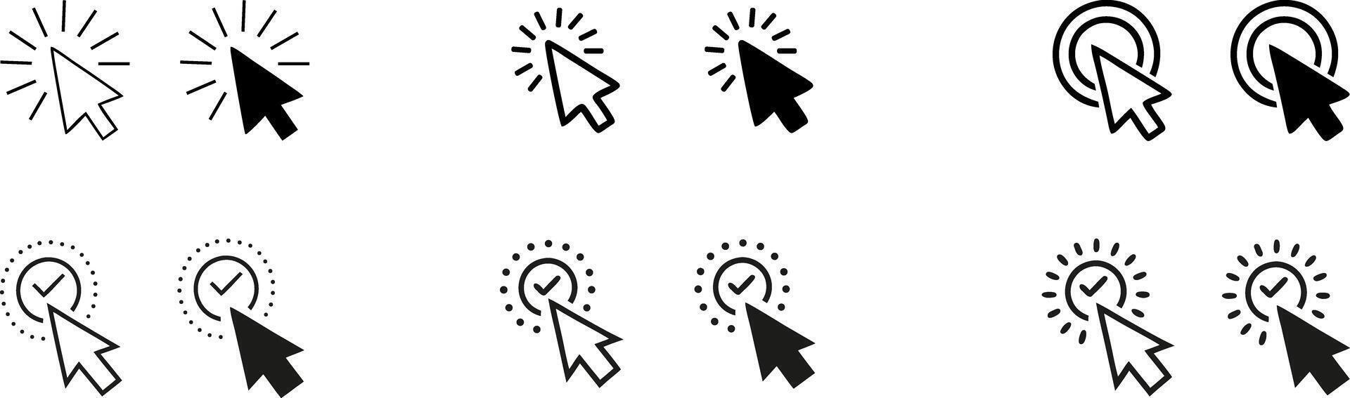 computer mouse cursor symbol, hand click pointer icon, hand mouse click art illustration vector
