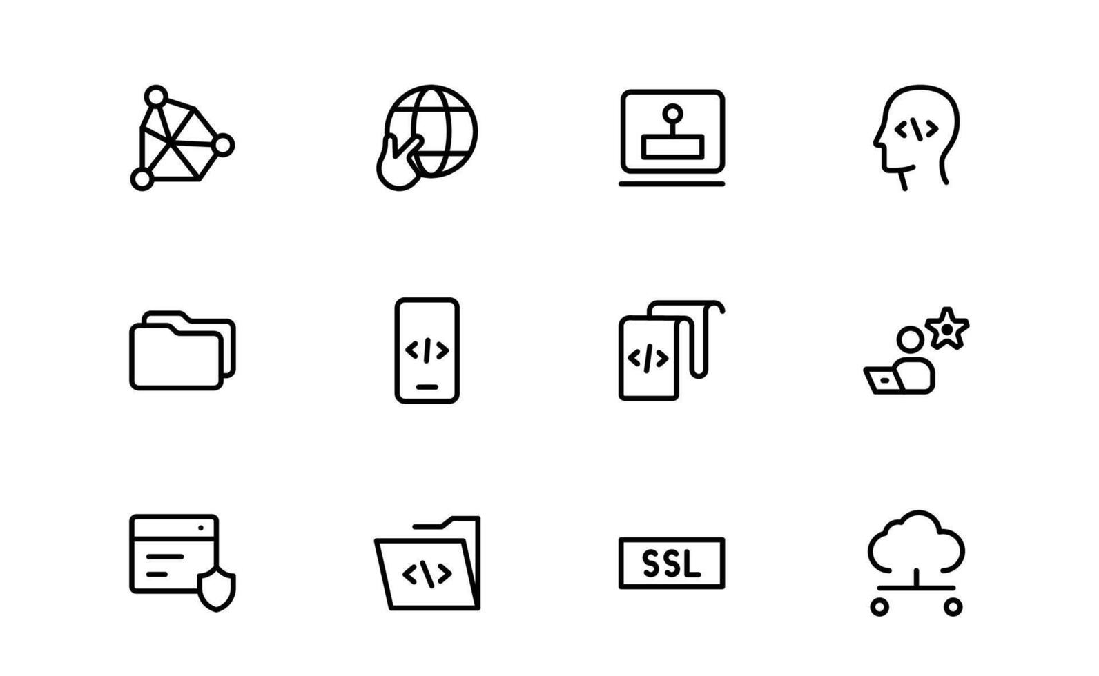 Customizable Coding and Programming Icon bundle up vector