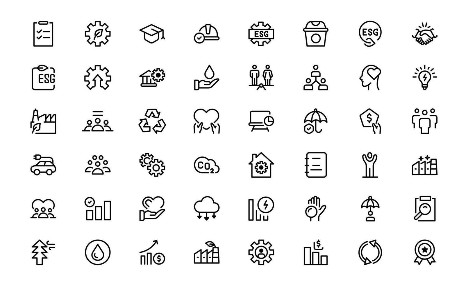 Comprehensive ESG Icon Pack Collection - Perfect for Green, Ethical, and Corporate Responsibility Branding vector