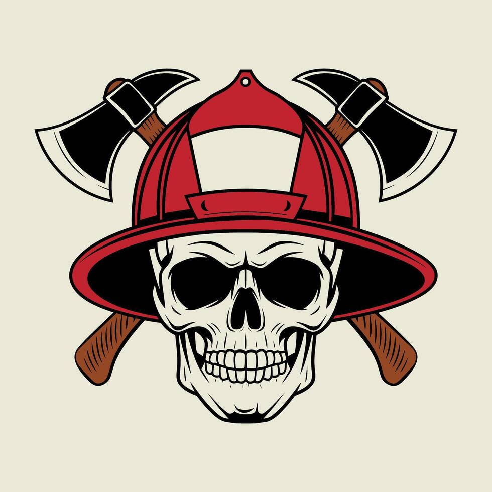 Firefighter Skull with Helmet and Axes Illustration vector