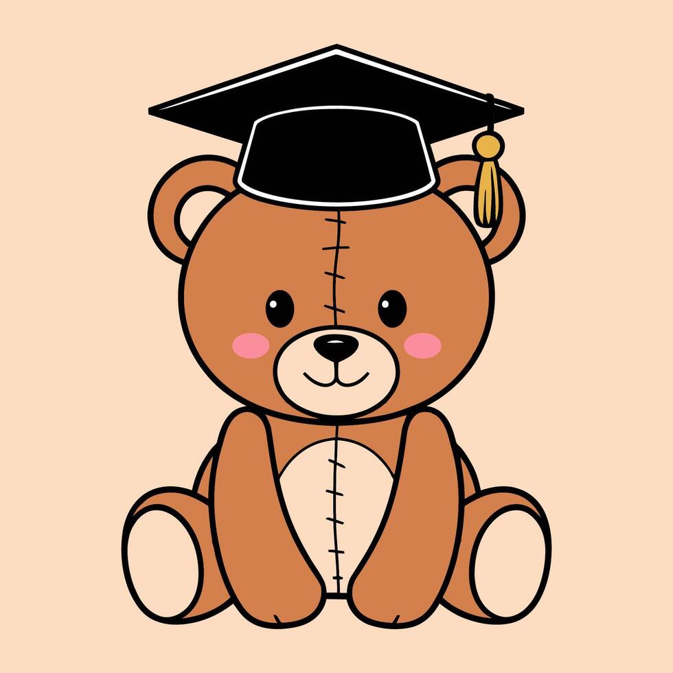 Graduation Teddy Bear with Cap vector