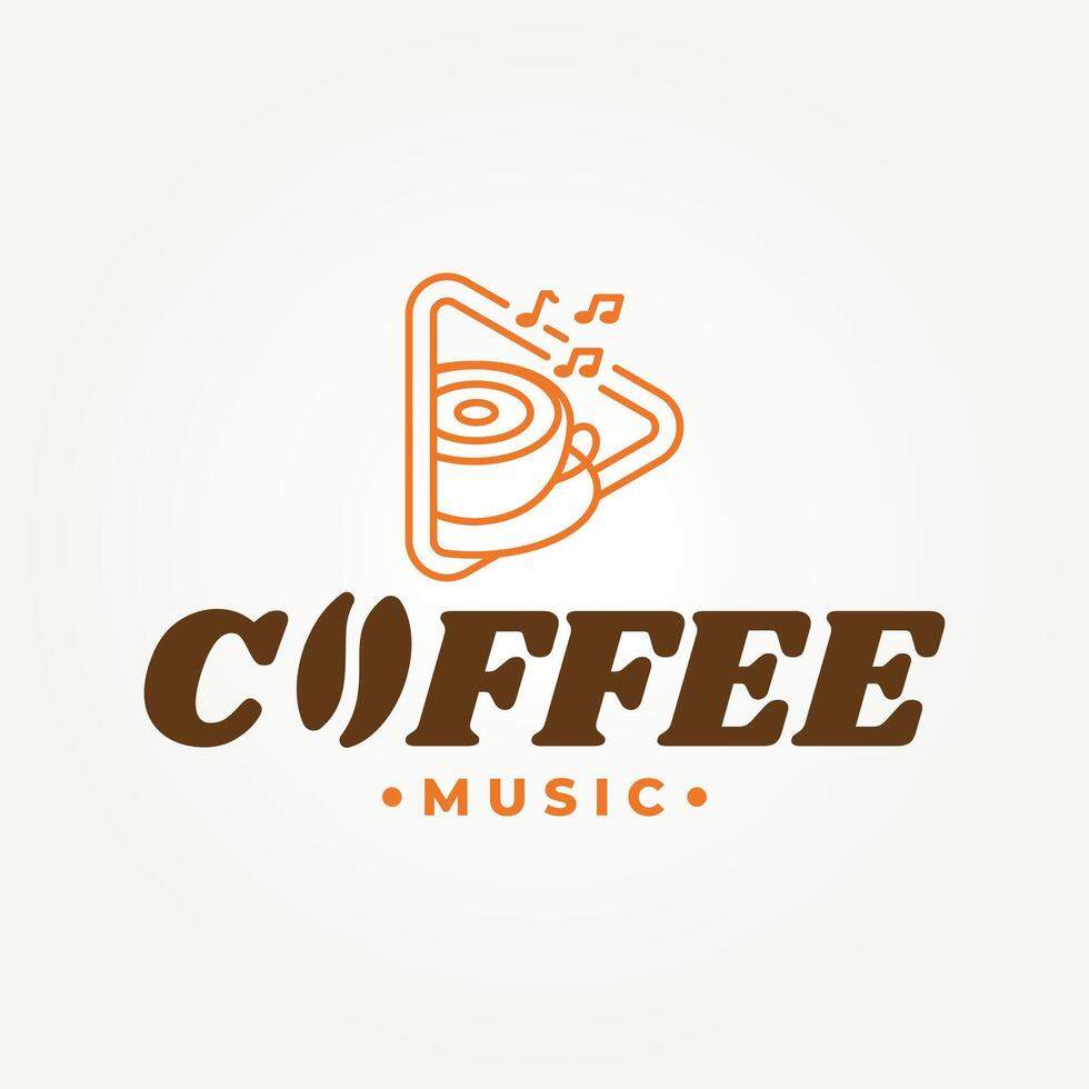 minimalist cafe logo with coffee and tone on it line art icon badge logo illustration design vector