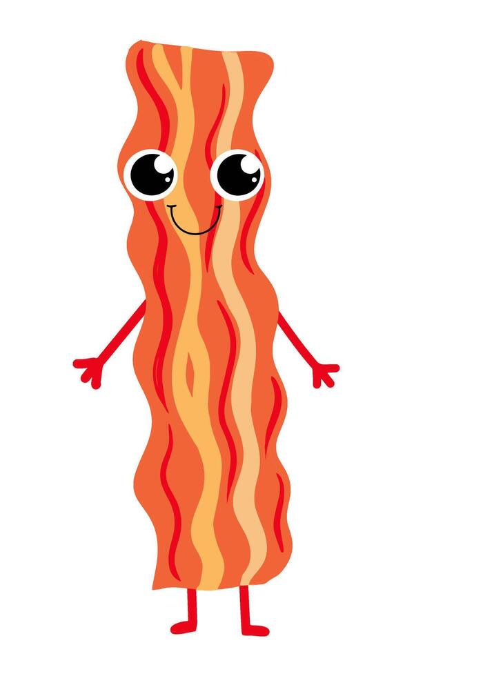 Cartoon characters in the form of a slice of bacon with a smile vector