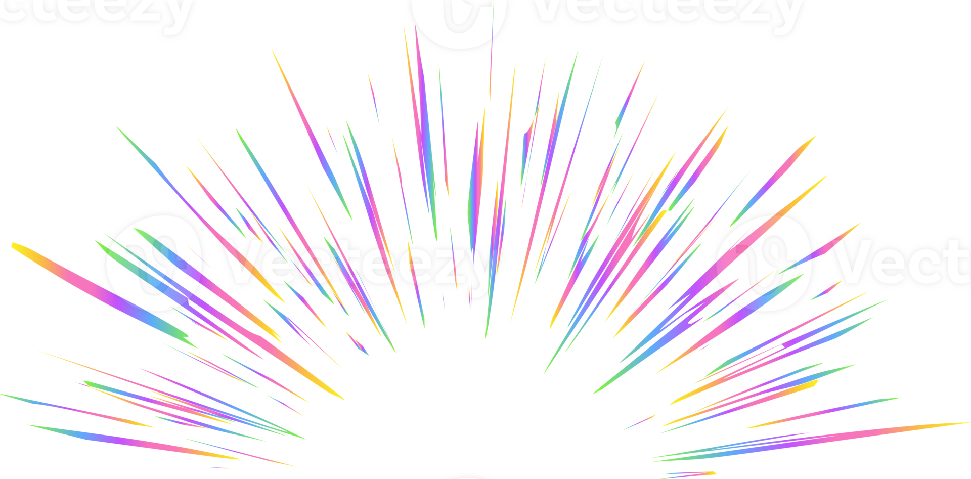 Burst with rainbow light prism effect. Halo flare sparkles of crystal. Radial holographic color explosion. Comic speed lines glare beams with neon sparks and reflection png