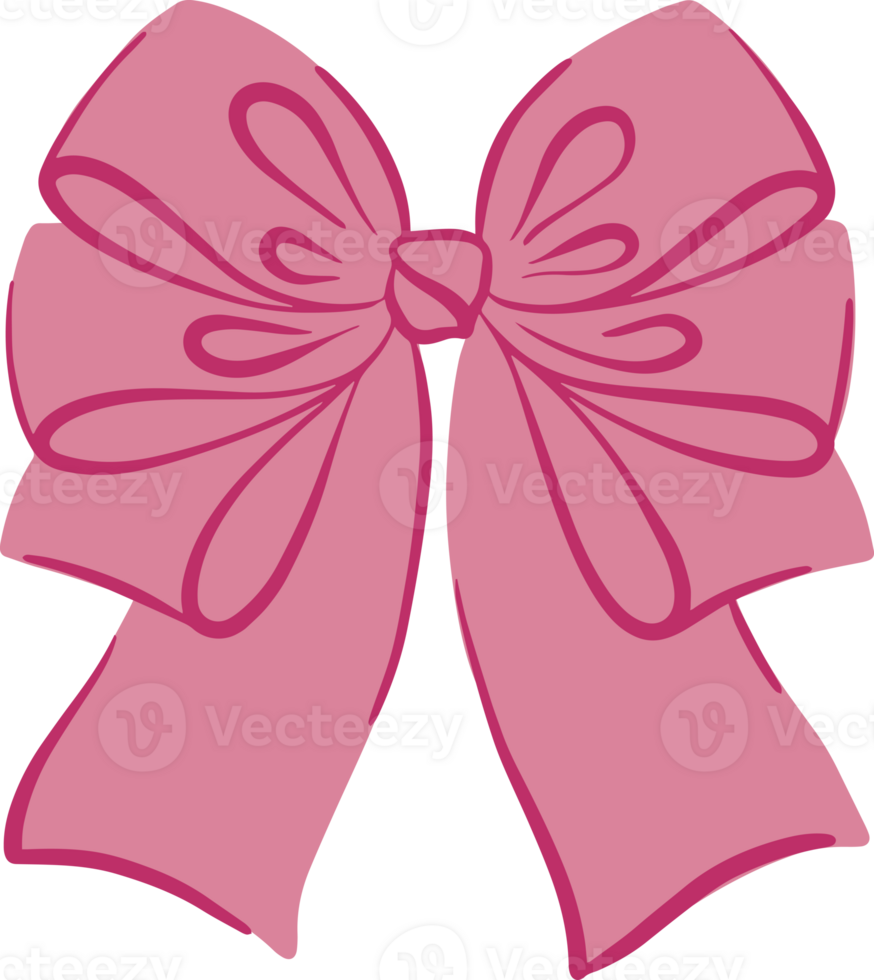 Pink bow. Illustration of cute vintage flat design with satin band. Perfect for gifts holidays birthdays png