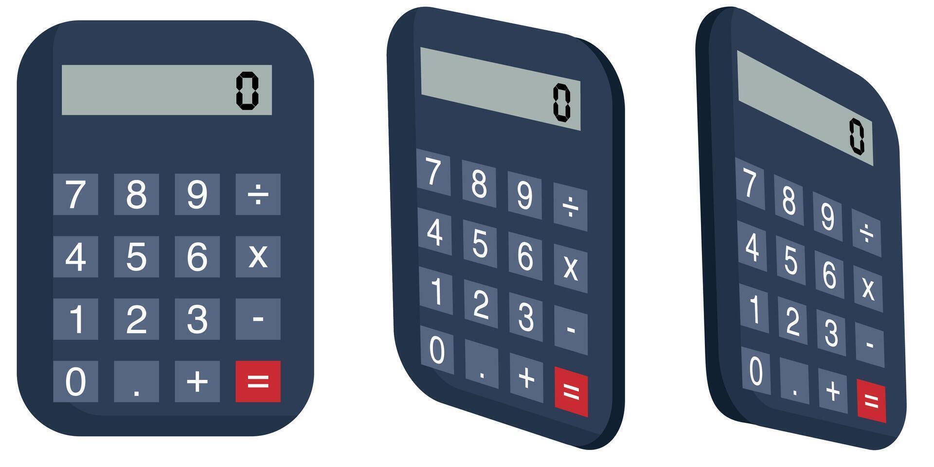 Basic Calculator graphic element from 3 directions, Accounting or mathematics design object vector