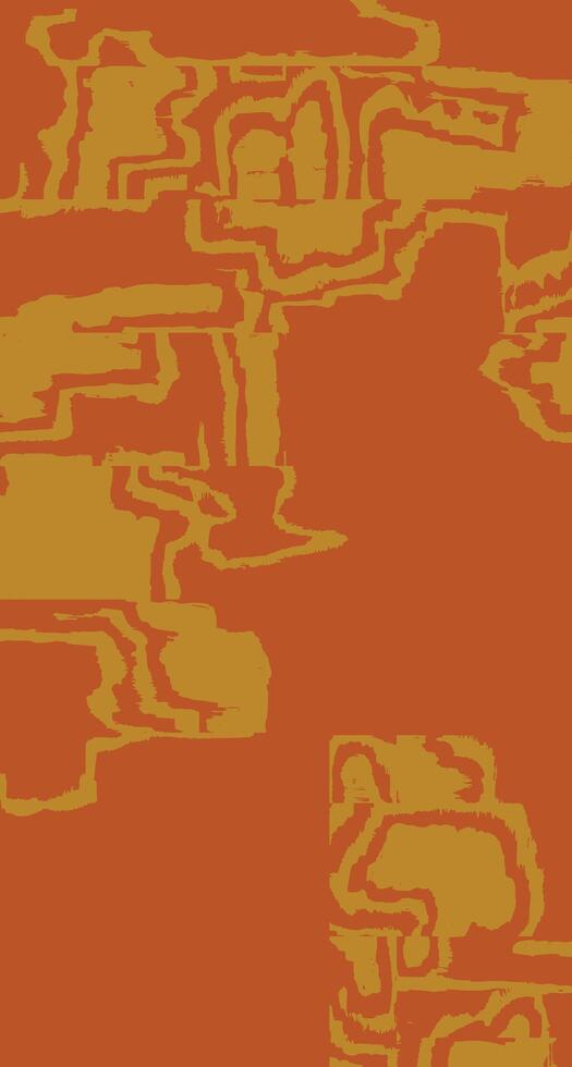 Hand drawn tribal paint brush abstract background in orange and yellow, Japanese and ethnic folk wood carving, weaving textured surface with space for copy, simple graphic for textile, decoration vector