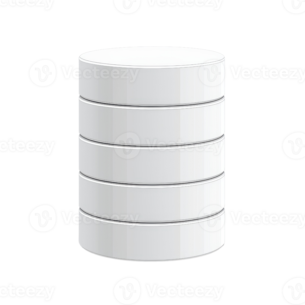 Minimalist white cylindrical storage container with multiple layers, ideal for organizing items in modern space png