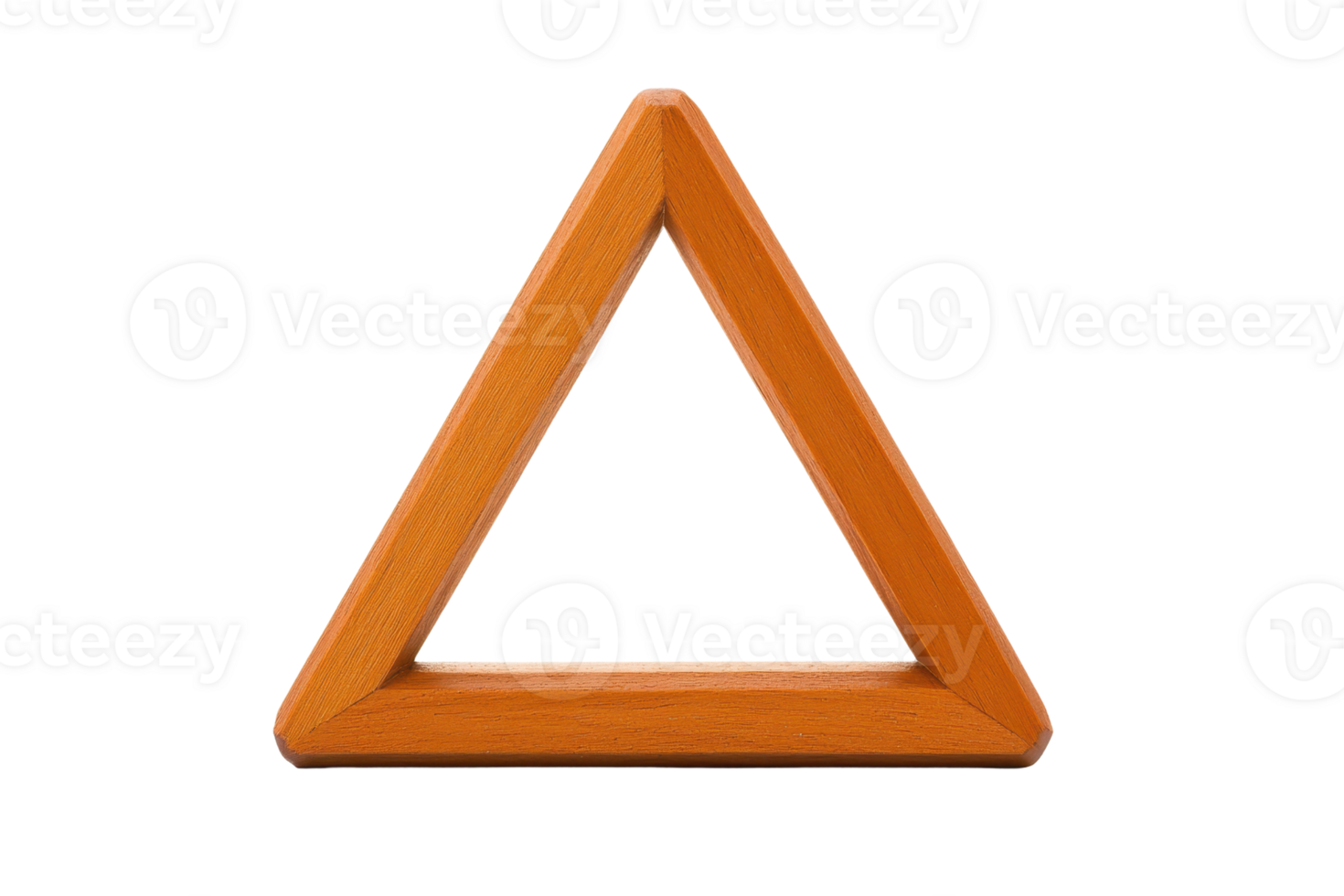 Wooden triangular frame in orange color, perfect for decorative displays or educational purposes. Its geometric shape adds modern touch to any setting png