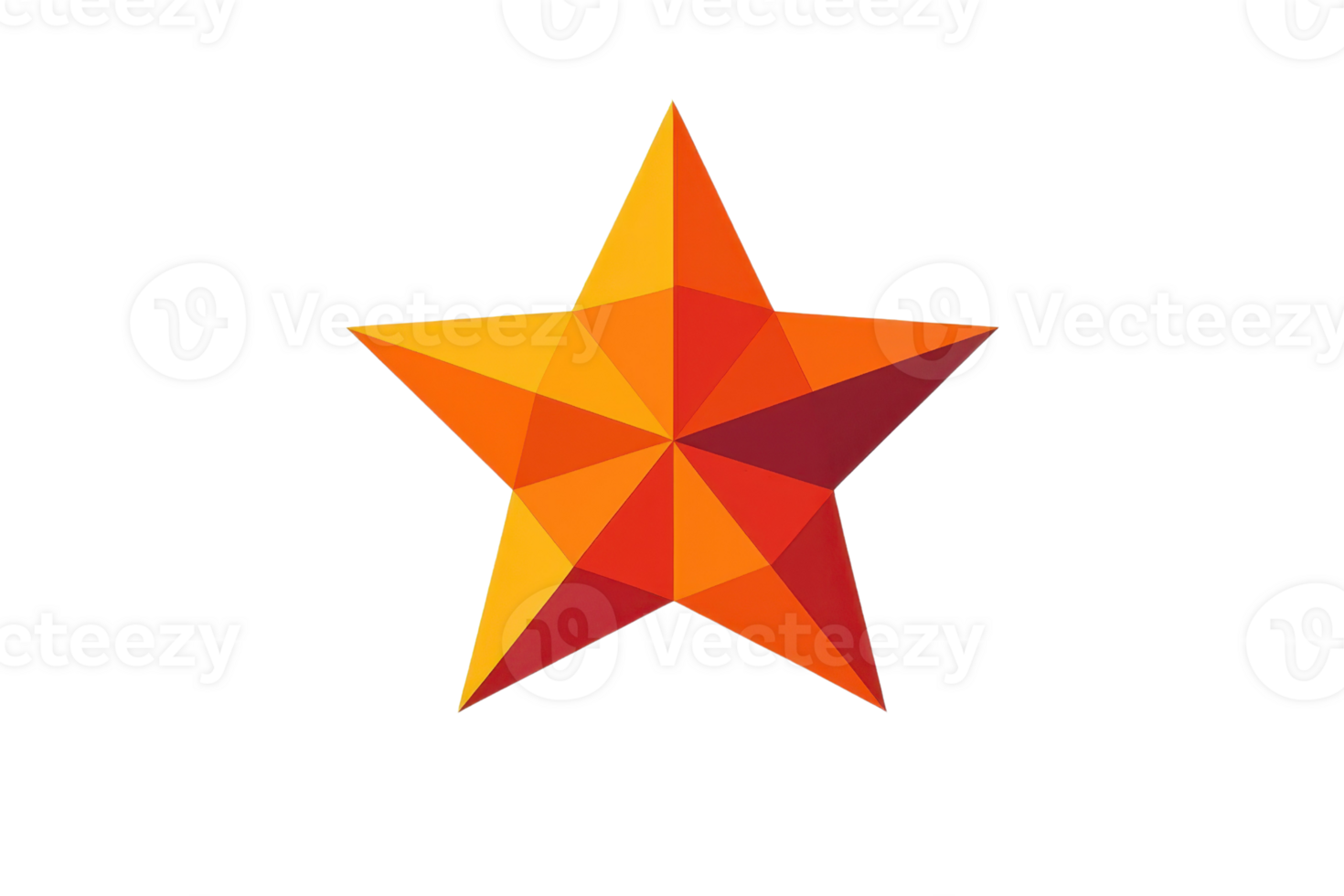 Geometric star shape in vibrant orange and red colors, showcasing modern design. This striking star can be used for various creative projects png