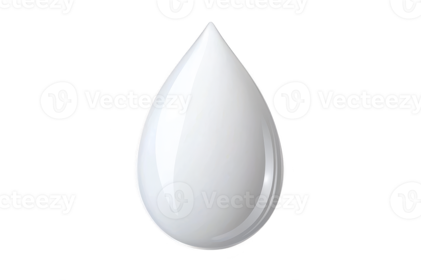 A glossy white droplet with smooth surface, resembling water or liquid. This evokes sense of purity and freshness, ideal for various design applications png