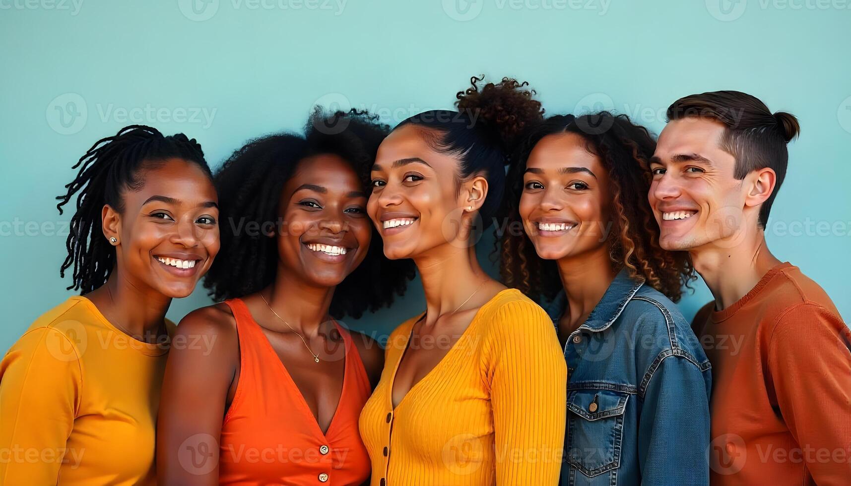 A Portrait of Five Diverse and Smiling Young Adults photo