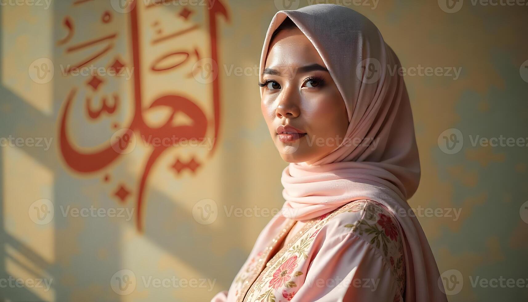 Elegant Muslim Woman in Pink Hijab photo