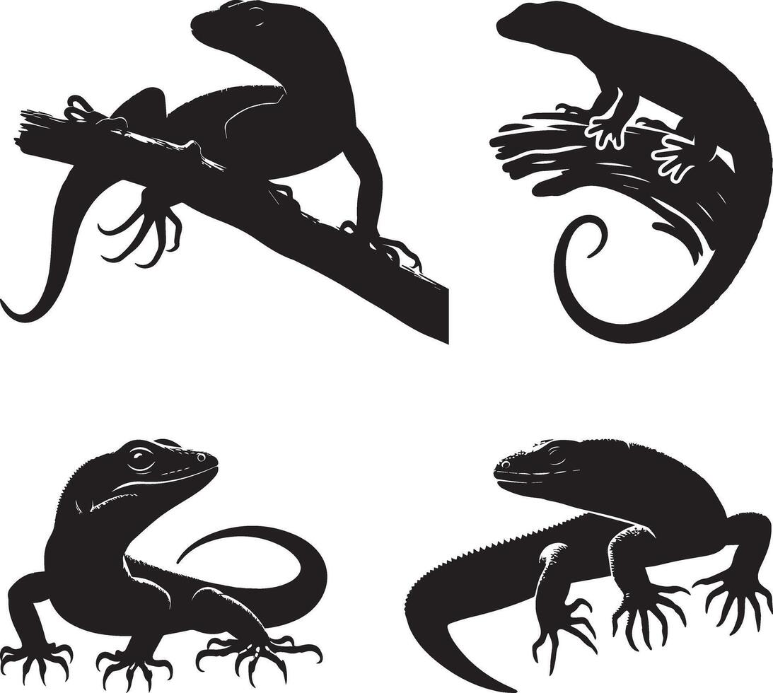 Lizard Silhouette Art Collection vector
