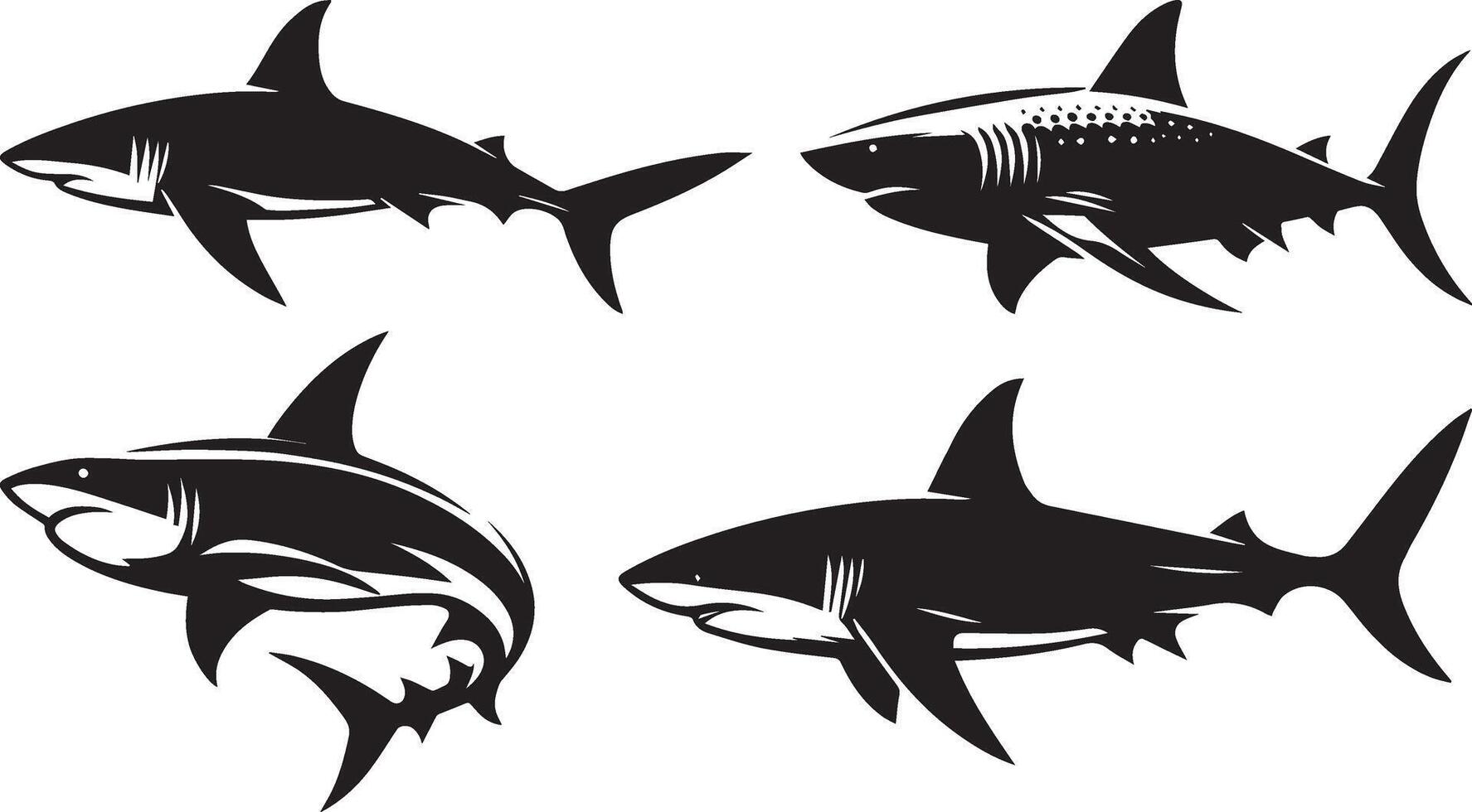 Shark silhouette art collection vector