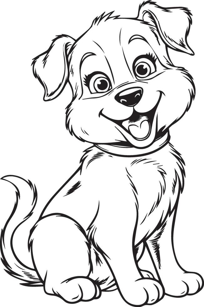 Cartoon happy dog outline and illustration design vector