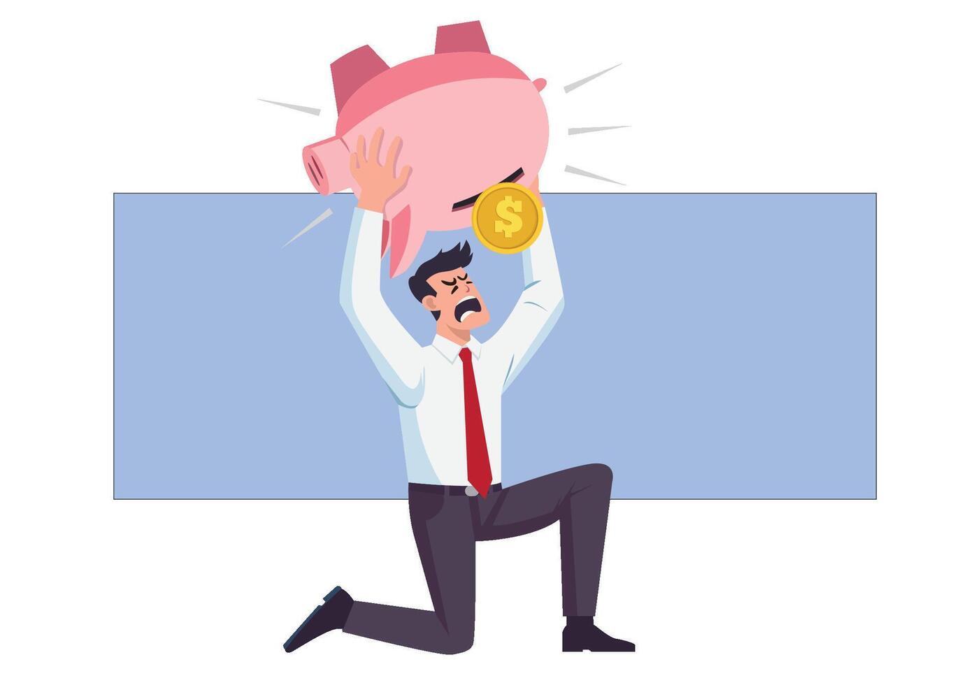 Flat illustration of a businessman who has no more investment money. vector