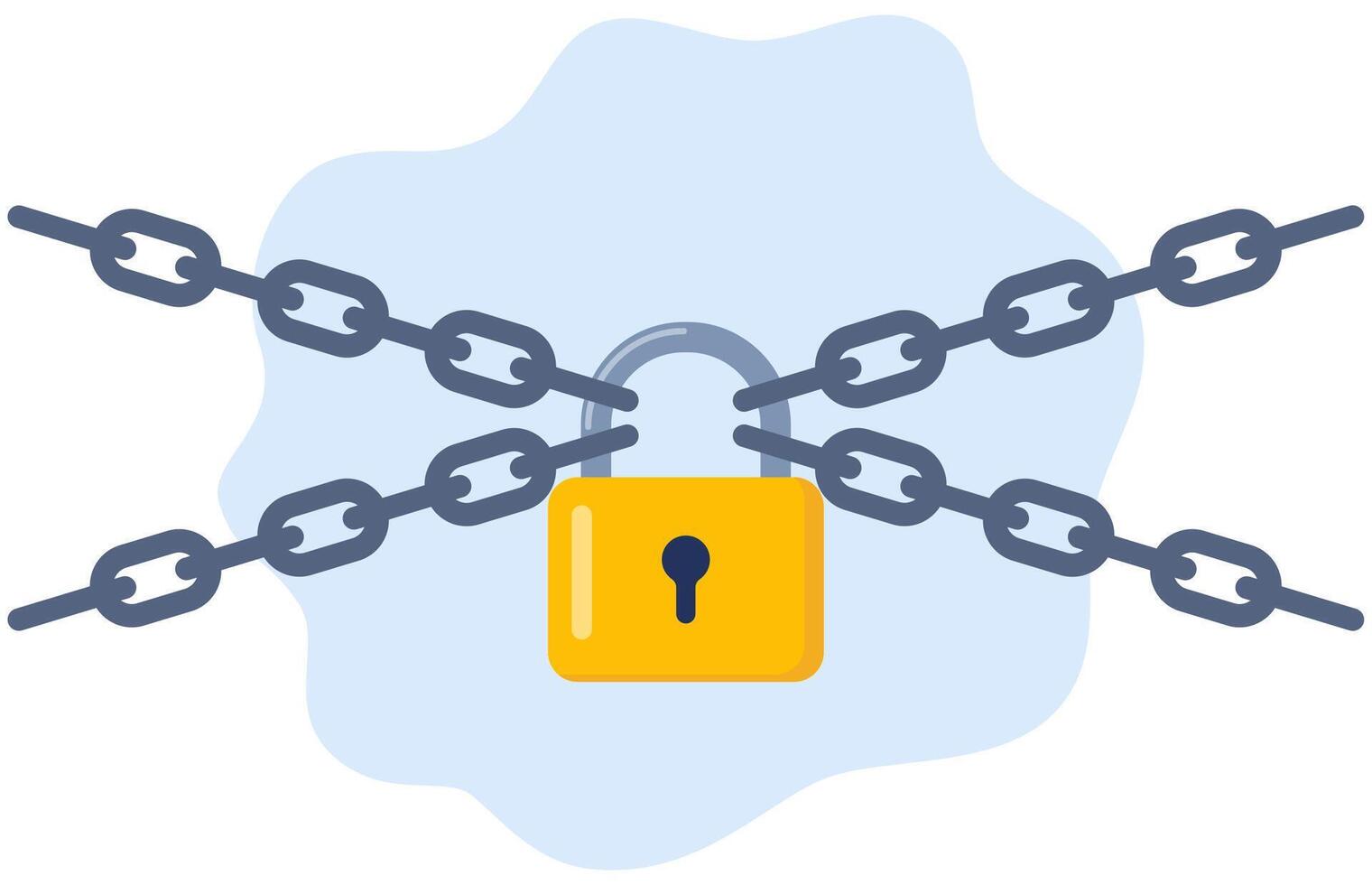 Closed lock on the chains. Symbol of protection of information, property, inaccessibility. illustration. vector