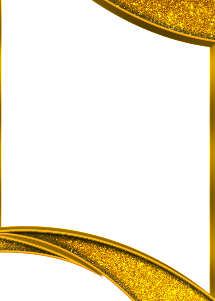 golden frame with a curved border on a transparent background png