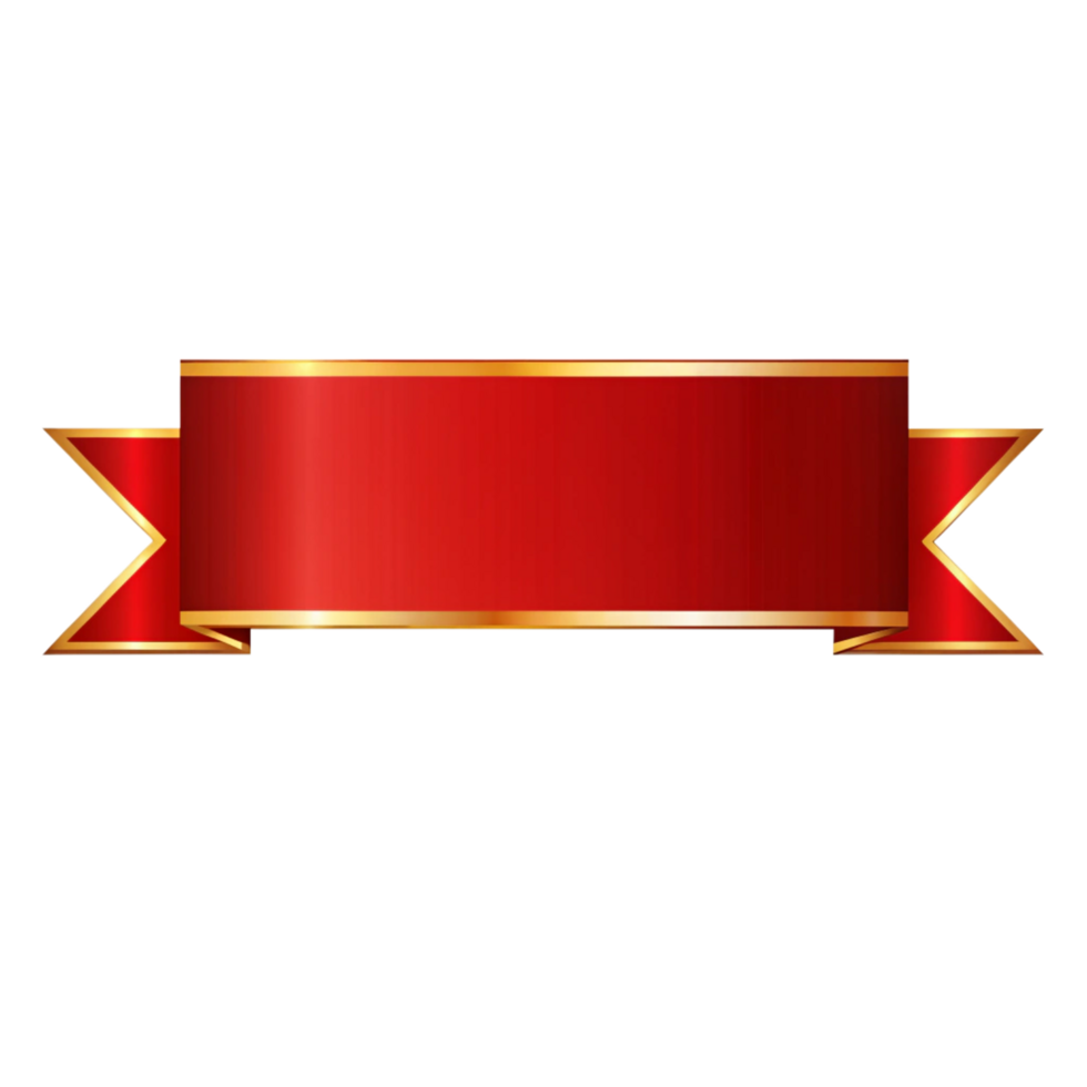 Red blank banner Shape with golden outline isolated on transparent background png
