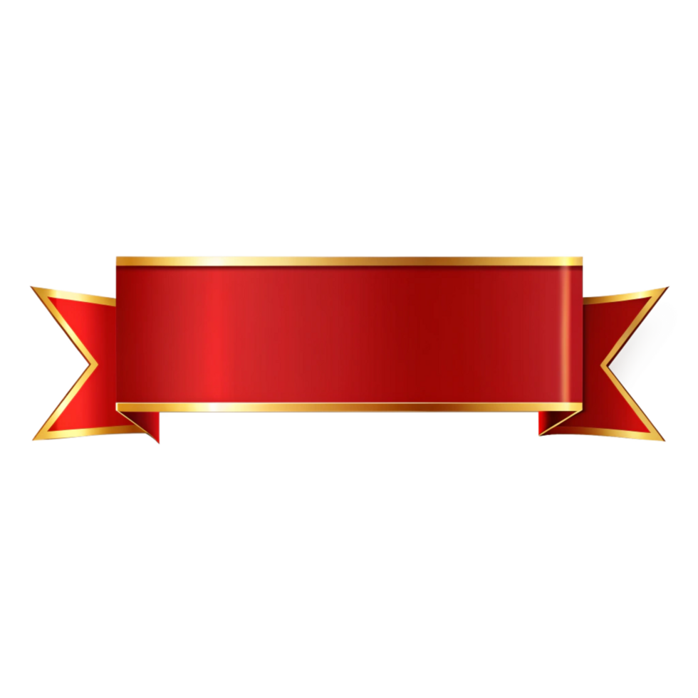 Red banner Shape with golden outline isolated on transparent background png