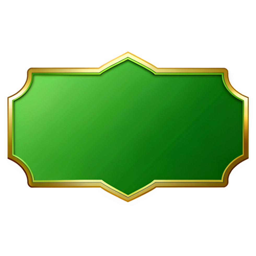 Green Empty Banner Shape with golden outline isolated on transparent background png