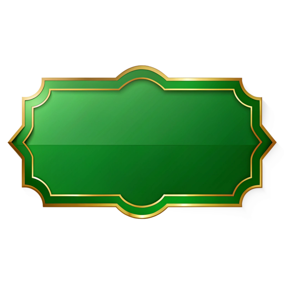 Green Elegant Banner Shape with golden outline isolated on transparent background png